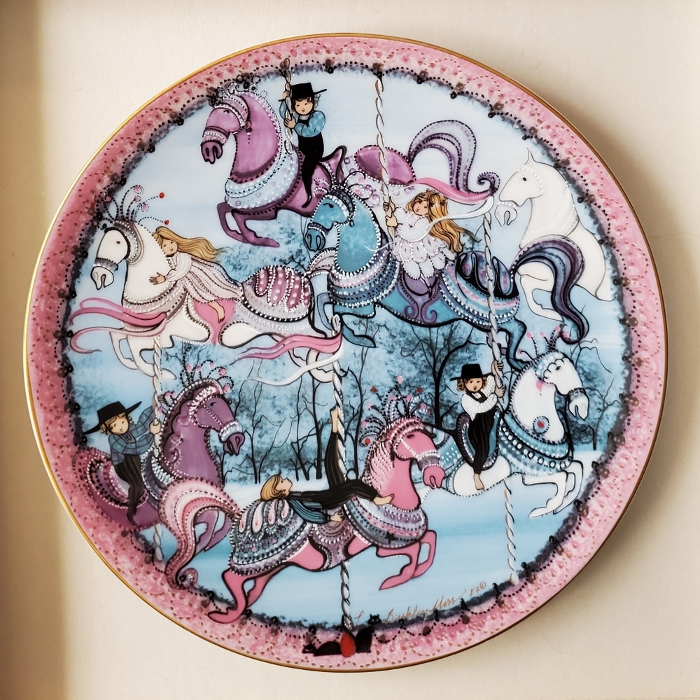 P. Buckley Moss plates Carrousel Triptych